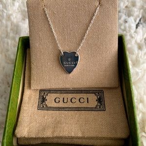 Gucci Engraved Genuine Silver Heart Bracelet